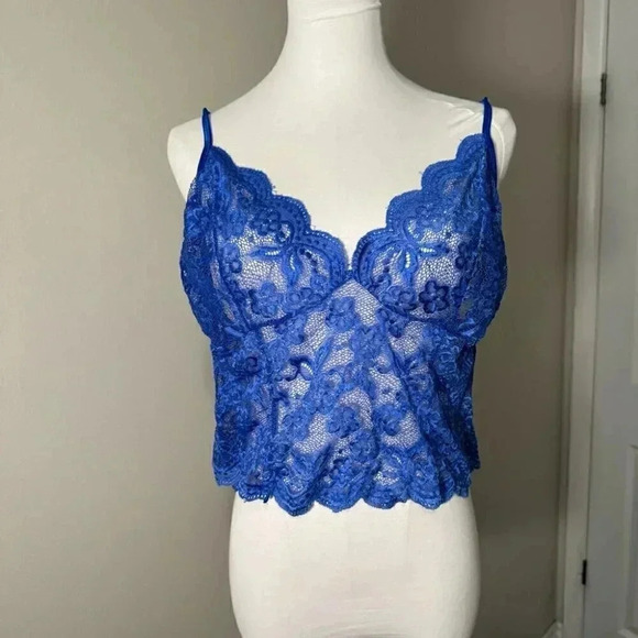 Cobolt blue lace cami vintage M - Picture 3 of 5